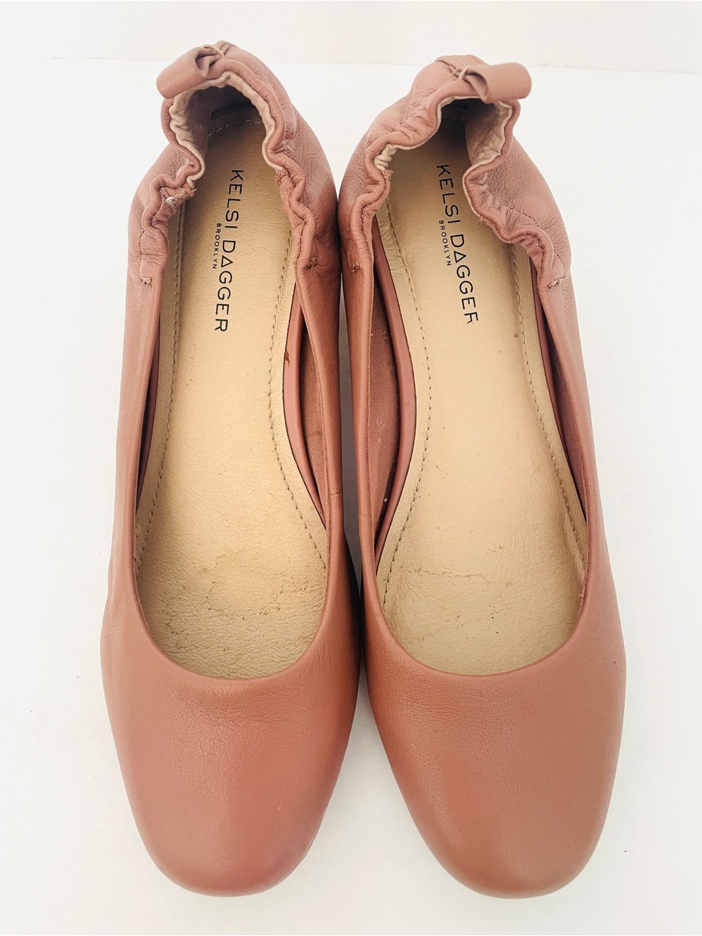 Kelsi Dagger dusty rose Leather Ballet Flats with wooden heel